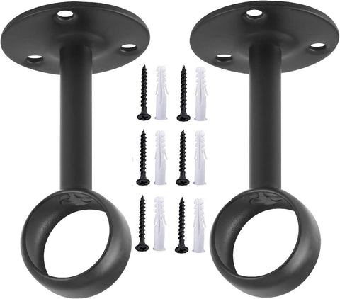 Curtain Rod Ceiling-Mount Bracket Curtain Rod Brackets Curtain Rod Holders (8 PCS, Black)