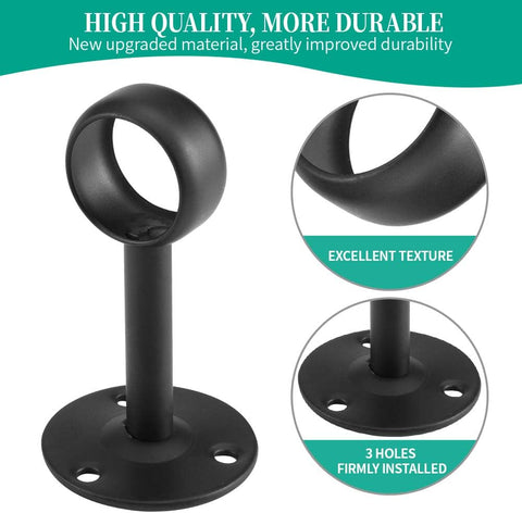Curtain Rod Ceiling-Mount Bracket Curtain Rod Brackets Curtain Rod Holders (8 PCS, Black)