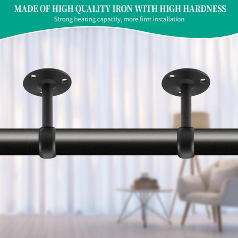 Curtain Rod Ceiling-Mount Bracket Curtain Rod Brackets Curtain Rod Holders (8 PCS, Black)