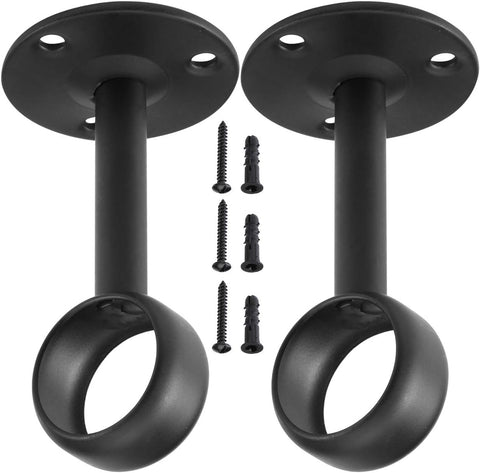 Ceiling-Mount Curtain Bracket Holders for 1 1/4-Inch Rod (8 PCS, Black)