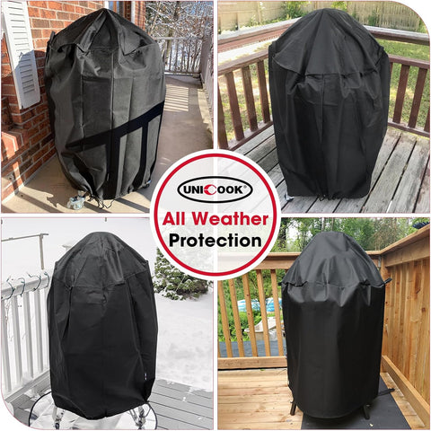 Round Smoker Cover 30 Inch, Heavy Duty Waterproof Charcoal Kettle BBQ Grill Cover, Fade Resistant Barrel Protector, Fits Weber Char-Griller Akorn Kamado and More, 30" Dia x 36" H