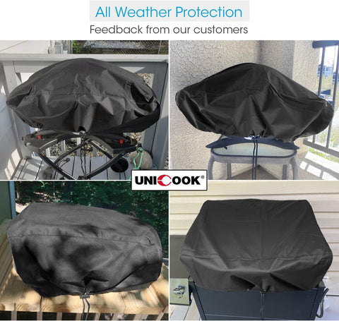 Waterproof Portable Grill Cover for Weber Q2000, Q200 Series and Baby Q Gas Grill, Compared to Weber 7111, All Weather Protection, Black