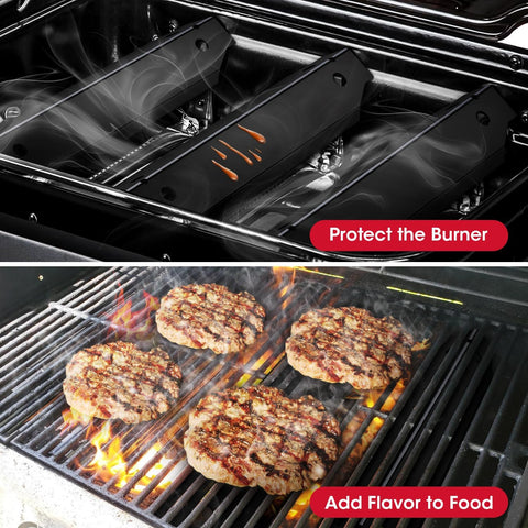 Grill Replacement Parts for Dyna-Glo 3-Burner Gas BBQ, Porcelain Grill Burner Covers, Heat Plates Shields, Flame Guards, 3 Pack