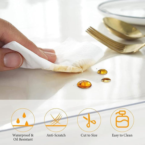 2mm Thick Clear Table Cover Protector 36 x 60 Inch, Plastic Table Cover Rectangle, PVC Clear Table Protector, Desk Protector Mat for Dining Room Table