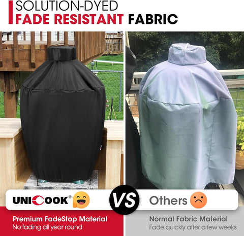 Grill Cover 31.5 Inch, Compatible with Large Big Green Egg, Kamado Joe and Pit Boss Ceramic Grills, Heavy Duty Waterproof BBQ Cover, Fade Resistant Round Smoker Protector, 31.5" Dia X 31.5" H