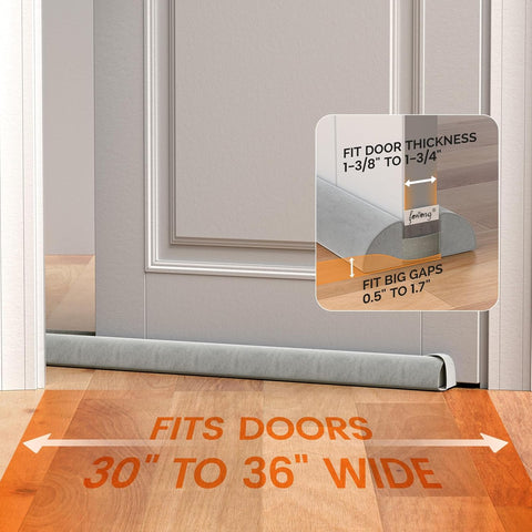 Door Draft Stopper 36" Adjustable Under Door Draft Stopper Soundproofing 30 Inch to 36 Inch Triangle Noise Blocker Seal Large Gap up to 1.7", Easy to Install Grey