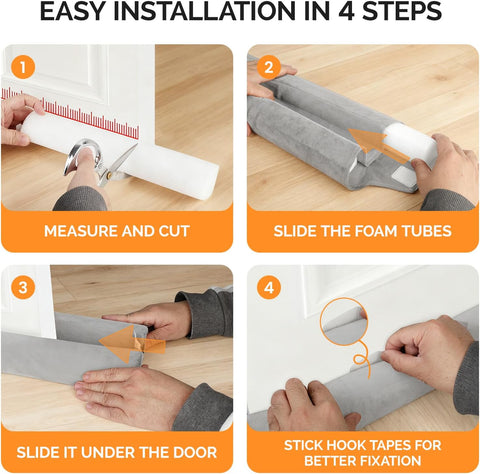 Door Draft Stopper 36" Adjustable Under Door Draft Stopper Soundproofing 30 Inch to 36 Inch Triangle Noise Blocker Seal Large Gap up to 1.7", Easy to Install Grey
