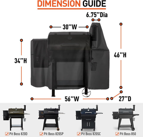 Grill Cover Compatible with Pit Boss 820 Deluxe, Pro Series 850, Heavy Duty Waterproof Wood Pellet Smoker Covers for Pitboss 820D, PB820FB, 820XL, 820D3, 820SC, 820PS1, All Weather Protection