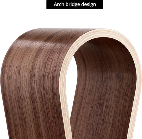 Wood Headphone Stand - Headset Holder, Arch Bridge Design - Universal Compatibility, Ear Headphones Hanger Holder, Stylish Desk Headset Holder for Headphones, Cables, Game Pads, QS32269
