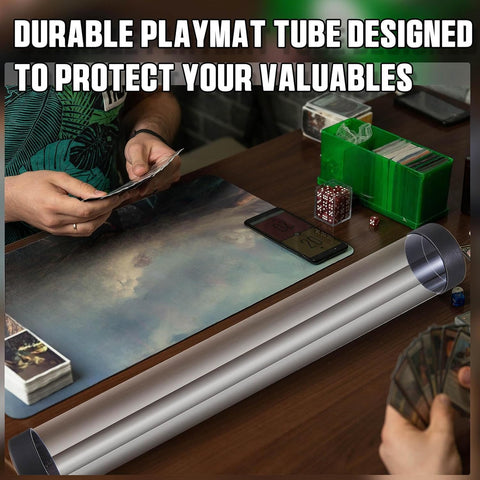 2 Pcs Playmat Tube Round Compatible with MTG Play Mat Holders 16.14 Inch Playmat Case TCG Clear Artwork Tube for Card Game Storage Toy Card Play Mat Tubes for Gaming, Easy in and Out Design