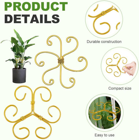 Plant Stem Support Set, 2025 New Reusable Plastic Climbing Plant Support Plant Trellis 3/6 Pcs, Upgrade Climbing Houseplant Support Stakes for Indoor Plants Stem Holder (3, Flower Goldern)
