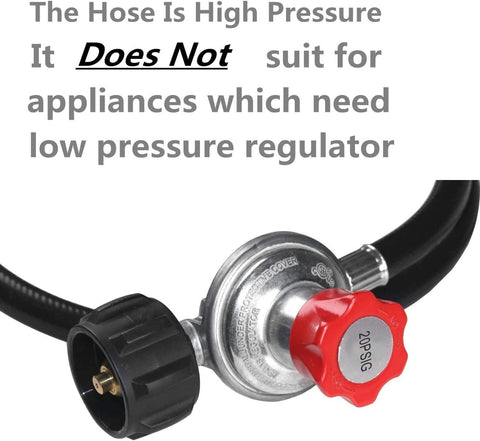 5 feet 0-20 PSI Adjustable High Pressure Propane Regulator with Hose for QCC1/Type1 Propane Tank Cylinder Fits for LP Gas Grill Turkey Fryers Patio Heaters and More Appliances-Safety Certified