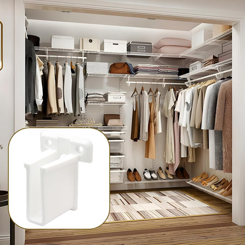 8 Pcs Wire Shelf End Brackets: Closet Maid Support, Wall Mount, White, Polyvinyl Chloride
