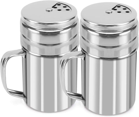 2pcs Powder Sugar Shakers+ 2pcs Salt and Pepper Shakers with Handle,Shakers For Cinnamon Sugar Pepper Powder Cocoa Flour Salt