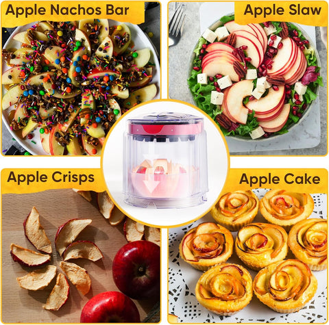 5.12-Inch Apple Slicer - 8 Slices, Ultra-Safe & Heavy-Duty Stainless Steel Extra Large Apple Cutter, Upgraded Cut Apples All The Way Through, with Transparent Bowl