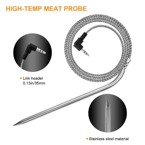 2 Pack Replacement Part for Camp Chef Meat Probes, Smoker Grill Temperature Sensor, Pellet Grills Accessories with Stainless Steel Probe Clip 2pc 1