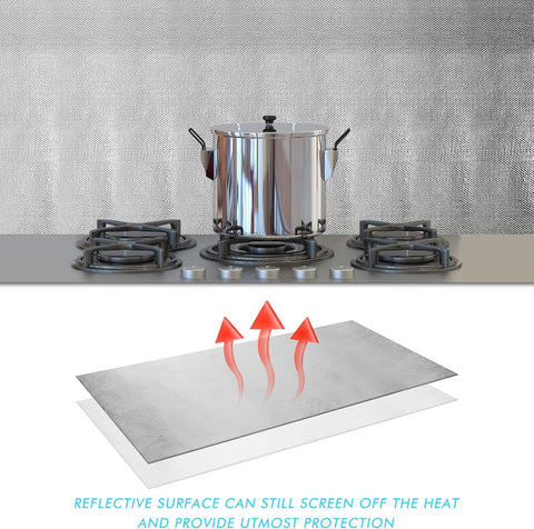 Amylove 1 Pcs 24'' x 48'' Aluminized Heat Shield Thermal Barrier Adhesive Backed Heat Blanket Wrap Fiberglass Insulation Reflective Material High Temp Protection for Exhaust Wood Fireplace Stove