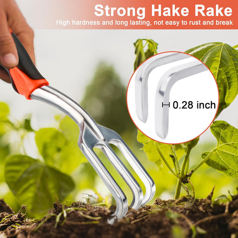 Hand Rake Garden Tool, Heavy Duty Hand Cultivators for Gardening + Garden Tools Sets, Gardening Tool Set with 39.3 in Repotting Mat