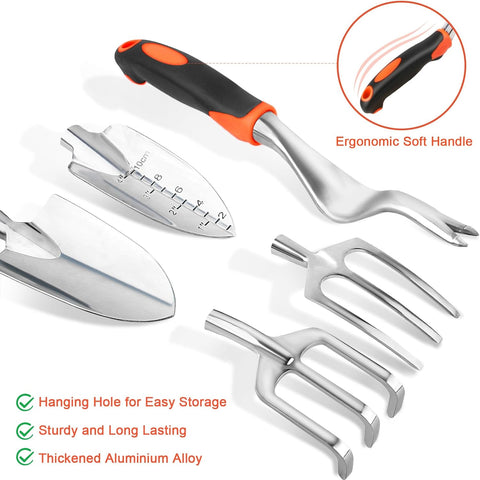 Garden Shovel Garden Hand Trowel, Heavy Duty Hand Shovel with Ergonomic Handle + Garden Tools Set, 8 Piece Gardening Tools Set with Non Slip Ergonomic Handle