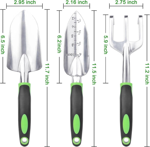 Garden Tools Set, 3 Pack Heavy Duty Gardening Tools Set + Garden Tools Set, 8 Piece Gardening Tools Set with Non Slip Ergonomic Handle