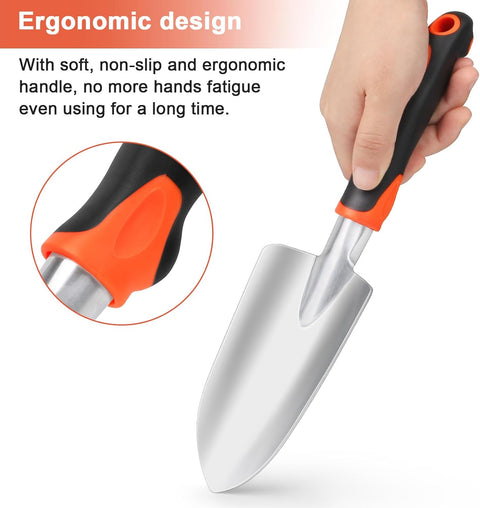 Garden Shovel Garden Hand Trowel, Heavy Duty Hand Shovel with Ergonomic Handle + Garden Tool Set, 2 Pack Heavy Duty Gardening Tools Set