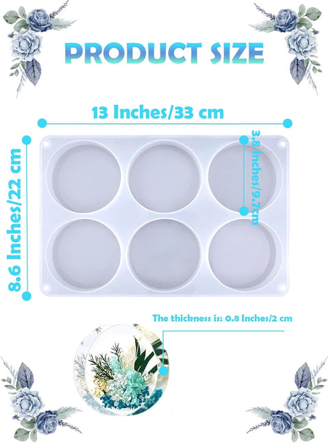Resin Coaster Molds,6 Cavity Resin Molds Silicone Extra Deep Round Coaster Molds for Epoxy Resin,Resin Molds for Flowers Preservation,Art Casting,Cups Mats,DIY Crafts