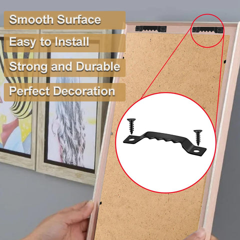 50 Sets Sawtooth Picture Hanger, Picture Frame Hangers with Screws for Photos Canvas Clock Wood Frame Hardware Metal Hook Hanging Artwork Home Decoration (Black)