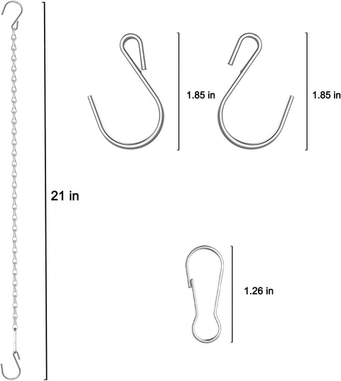 10 Pack SIL Storagehook Silver Hanging Chains with Hooks, Grow Lights Chain adjusable fit bird feeders for outdoors, Plant hanger indoor, Hanging Planter, Wind Chime, Pendant light, Christmas wreath