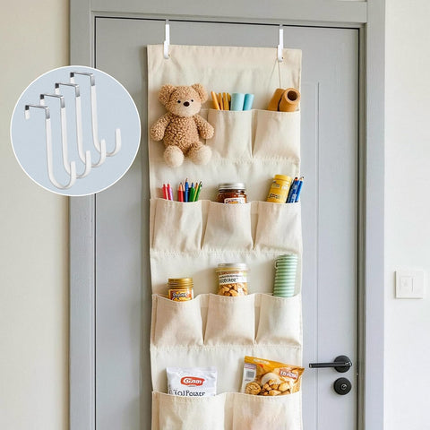 HOOSUN 4 Pack Over The Door Hooks,5 in Hooks for Hanging Heavy Duty Door Hanger,Towel Hanger Hook Holders,Over Door Hangers Hooks Door Hanger Hooks for Hanging Clothes,Towels,Hats,Coats,Bags (White)