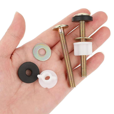 2 PCS Toilet Seat Screws Replacement Kit, Heavy Duty Toilet Seat Fastener with Plastic Nut and Metal and Rubber Washers, Universal Toilet Seat Bolt and Screw Set for Top Mount Toilet Seat Hinge