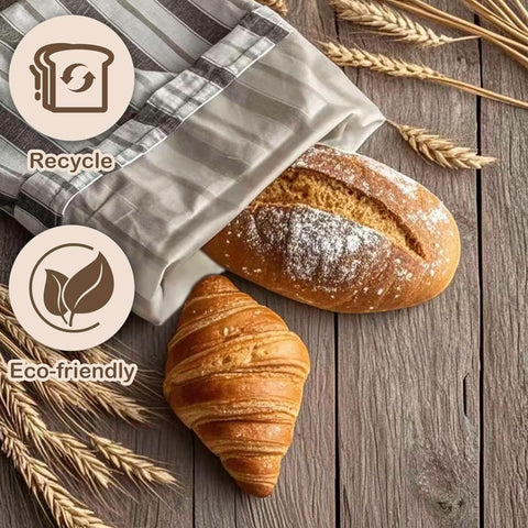 Premium Bread Bags for Homemade Loaves, XL Reusable Linen with Plastic Lining, Equipped with Convenient Drawstring for Ultimate Freshness, BPA-Free, Ideal for Sourdough & Artisan Breads, 1 PCS