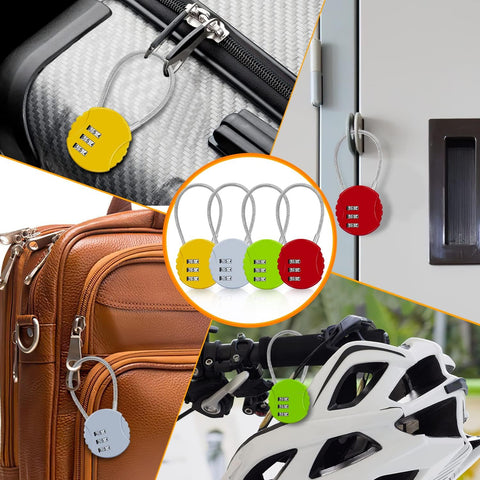 4 Pack Combination Padlock 3 Digit Luggage Lock Suitcase Lock, Outdoor Combination Lock Waterproof Small Lock for School, Gym Locker, Travel Bag (Multicolor)