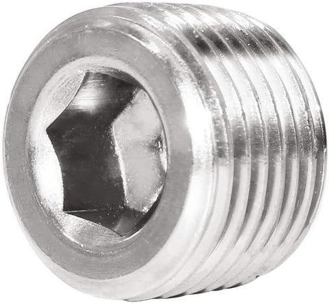 3/8" NPT Pipe Plug Male Thread Stainless Steel Fitting Countersunk Internal Hex Head(Pack of 3)