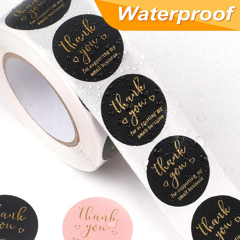 Thank You Round Stickers for Supporting My Small Biness Adhesive Labels, 3-Color, 1inch (2000Pcs, 4 Rolls, Each roll 500Pcs)