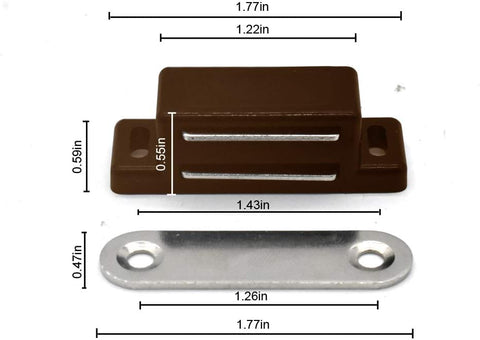 Cabinet Magnetic Latch - 12 Pack Brown Cabinet Door Magnets Catch for Closure Cupboards Drawers Kitchen Bathroom and Shutters