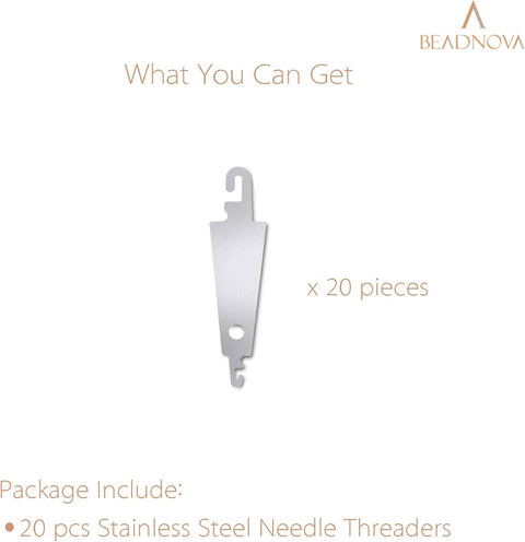 Needle Threaders 20pcs Stainless Steel Sewing Needle Threader for Hand Sewing Large Eye Cross Stitch Embroidery Craft Knitting Quilting