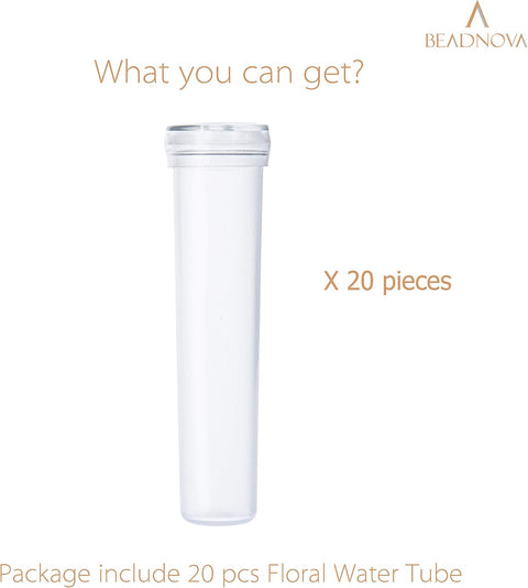 Floral Water Tubes 2.8 Inch Plastic Water Tubes for Floral Flower Vials with Caps for Flower Arrangement Decoration (Clear, 20 Pcs)