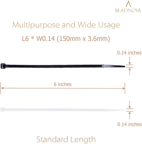 Cable Ties 100 Pcs Wraps Zip Ties Heavy Duty for Multi-Purpose(6 Inch, Black and White, 50pcs for Each)