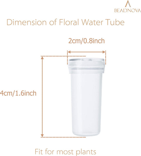 Floral Water Tubes 1.6 Inch Plastic Water Tubes for Floral Flower Vials with Caps for Flower Arrangement Decoration (Clear, 20 Pcs)