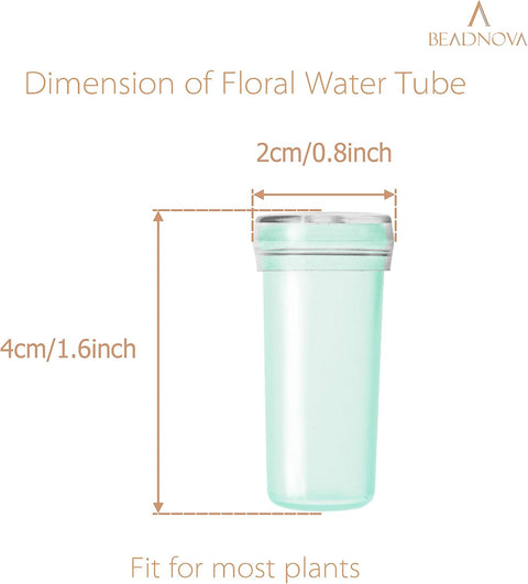 Floral Water Tubes 1.6 Inch Plastic Water Tubes for Floral Flower Vials with Caps for Flower Arrangement Decoration (Green, 20 Pcs)