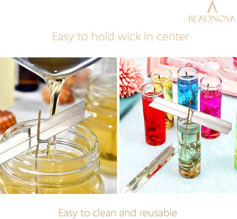Candle Wick Holders Metal Wick Bar Centering Device Centering Tool Holder for Candle Making (10 Pcs)