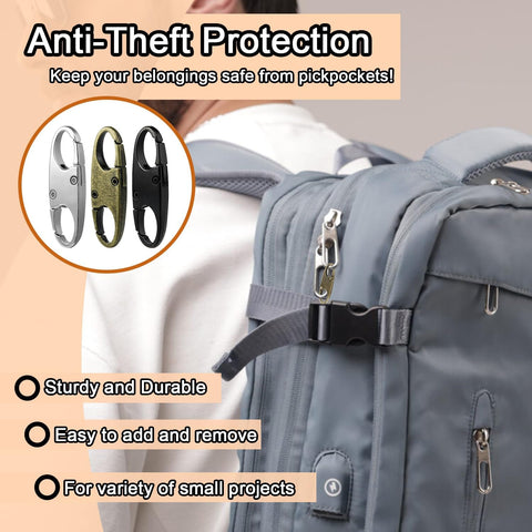 6Pcs Double Opening Lock Zipper Pull Replacement Clips, Small Carabiner Clips, Zipper Locks Anti Theft Deterrent for Bag Luggage Pickpocket Backpack Purse Travel Suitcase (Black)