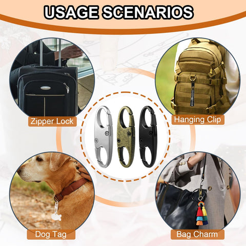 6Pcs Double Opening Lock Zipper Pull Replacement Clips, Small Carabiner Clips, Zipper Locks Anti Theft Deterrent for Bag Luggage Pickpocket Backpack Purse Travel Suitcase (Black)