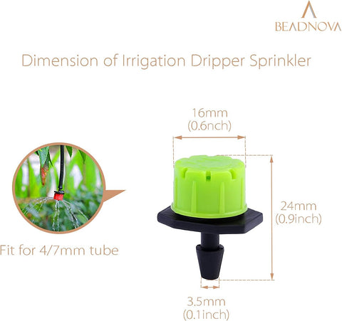Drip Irrigation Emitters 50 Pcs Irrigation Drippers 360 Degree System Emitters Sprinklers Drippers for Drip 1/4 Inch Tube Gardening (Green)
