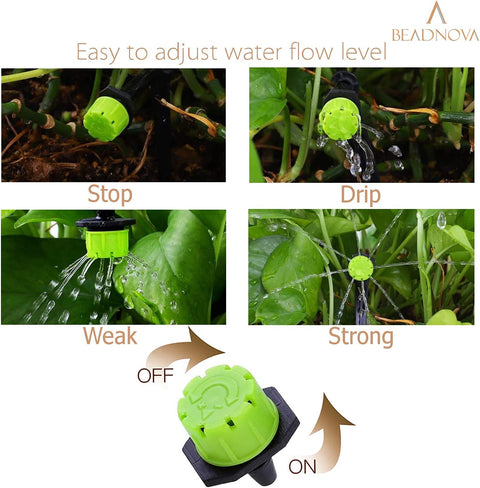 Drip Irrigation Emitters 50 Pcs Irrigation Drippers 360 Degree System Emitters Sprinklers Drippers for Drip 1/4 Inch Tube Gardening (Green)