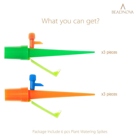 Plant Self Watering Spikes Automatic Irrigation Equipment Adjtable Self Watering Spikes for Plants with Slow Release Control Valve (Orange Green, 6pcs)