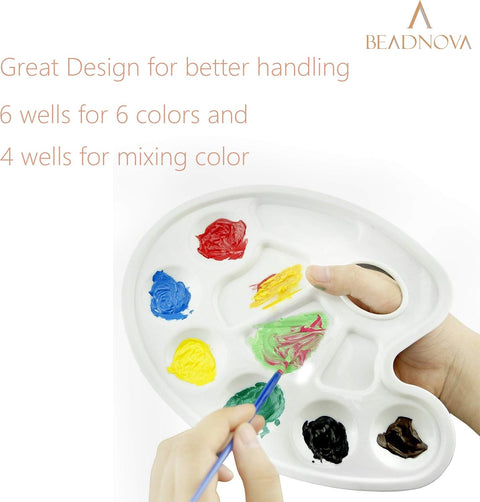 BEADNVOA Paint Tray Palette Paint Pallet with Thumb Hole Model Painter Tray for Kids Artists Painters (3 pcs, for Acrylic, Oil, Watercolor)