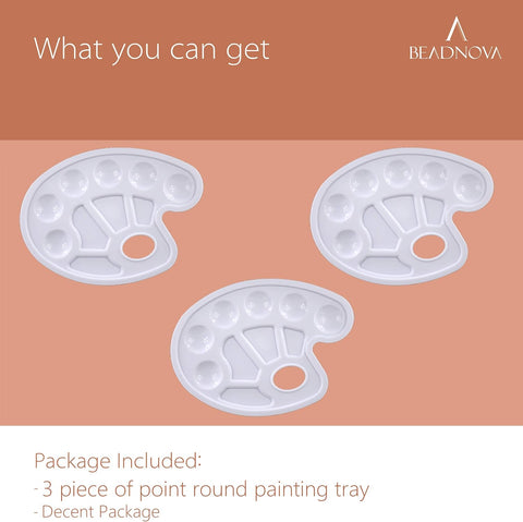 BEADNVOA Paint Tray Palette Paint Pallet with Thumb Hole Model Painter Tray for Kids Artists Painters (3 pcs, for Acrylic, Oil, Watercolor)