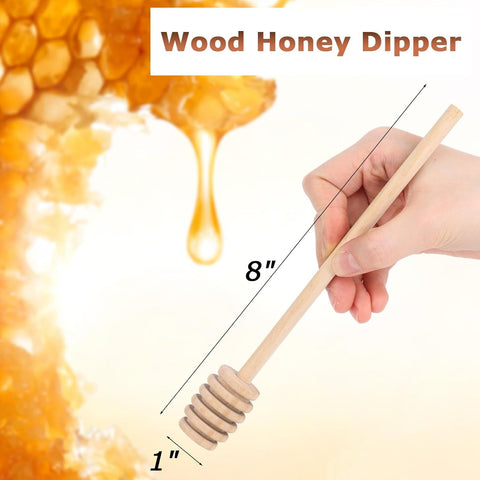 2PCS Wooden Honey Mixing Stirrer, 8 Inch Honey Dipper Sticks Long Handle Honeycomb Stick for Collecting Dispensing Drizzling Jam, Wedding Gifts & Party Favors