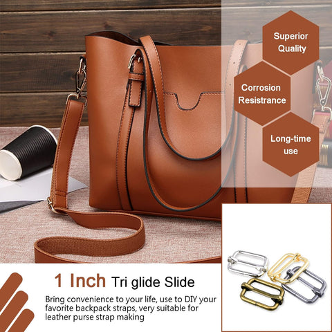CooBigo 25 Pack 1 Inch Metal Adjustable Slide Buckles Tri-Glide Rectangle Adjuster Suspender Strap Slider for Purse Bag Hardware Making Supplies Backpack replacement Keeper(Mixed)